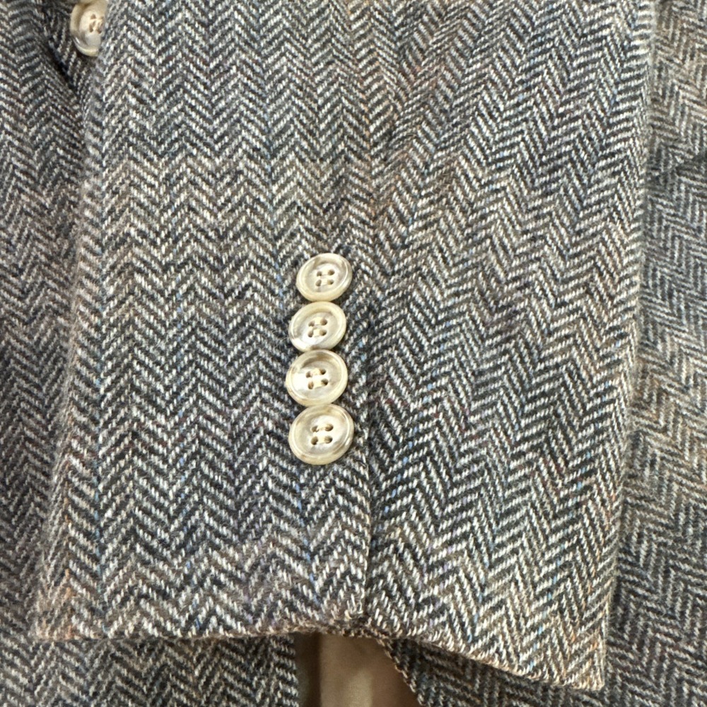 Evan Picone 44L Brown Multi Color Wool Tweed Herringbone Jacket ELBOW PATCHES - Picture 3 of 14